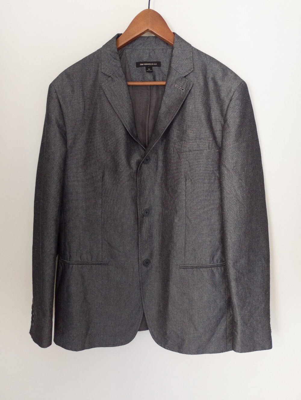John Varvatos USA Men's 42 Grey Linen Cotton 3 Button Blazer Sport Coat